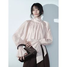2wayシアーボウタイブラウス／ウォッシャブル