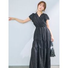 【00サイズあり】フリンジジャカードティアードワンピース