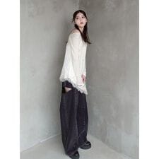 【00サイズあり】カットアウトバレルデニムパンツ