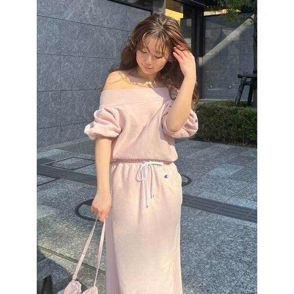 【FRAY I.D｜Champion】パフスリーブオフショルスウェット FRAY I.D｜Champion】パフスリーブオフショルスウェット(カットソー