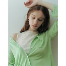 シルクブレンドシアーニットシャツ／ウォッシャブル