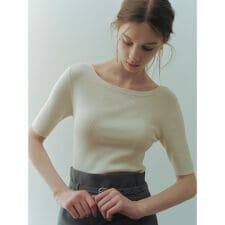 シルクブレンド前後2way半袖リブニット／ウォッシャブル