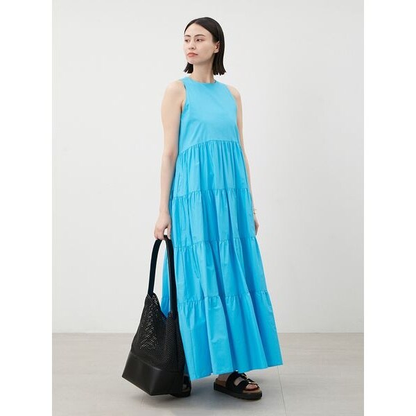 Mila Owenクルーネックアメスリティアードロングワンピース ウォッシャブル】クルーネックアメスリティアードロングワンピース