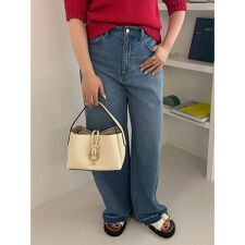 【ウォッシャブル】撥水加工カットオフワイドデニムパンツ