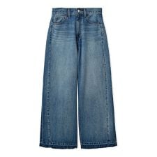 【ウォッシャブル】撥水加工カットオフワイドデニムパンツ