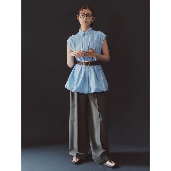Spick & Span ダブルクロス2タックワイドパンツ ブラック 36 Spick & Span（スピックアンドスパン）の「ダブルクロス