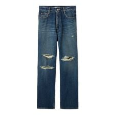 ダメージ加工ルーズストレートデニムパンツ