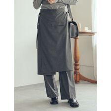 巻きスカートレイヤウエストゴムシガレットパンツ