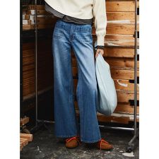 パッチポケットデザインバギーデニムパンツ