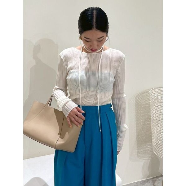 新品　ミラオーウェン　2wayハーフスリーブポロニット　ボーダー Mila Owen ニット セーター 2WAYハーフスリーブポロニット
