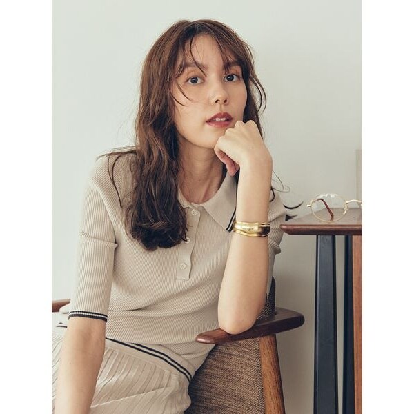 WEB限定カラー】【セットアップ対応】ポロ衿リブニットプルオーバー