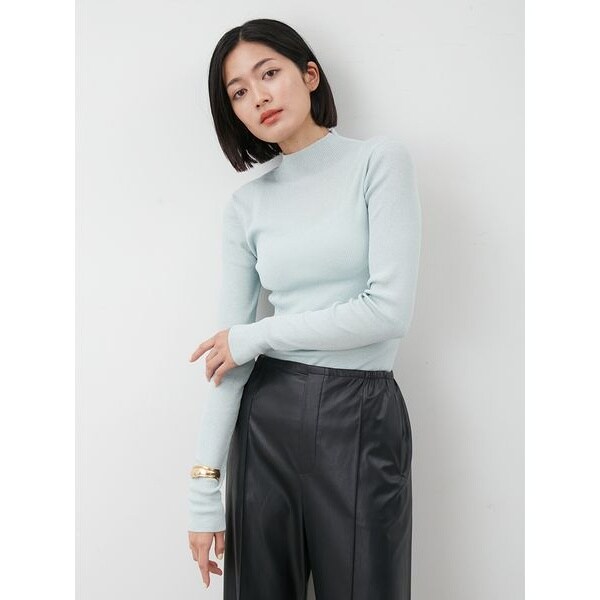 mame新品 螺鈿シアーニットハイネック Nature Pattern Sheer Knitted High Neck Top-ネーチャーパターン