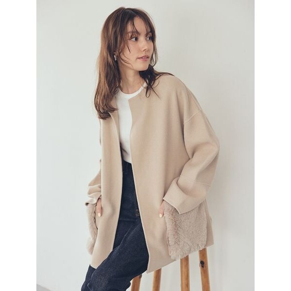 みっち様　新品　NOBLE ライトフルクロス　チェスターAラインコート　ホワイト ライトフルクロスチェスターAラインコート | ノーブル(Noble