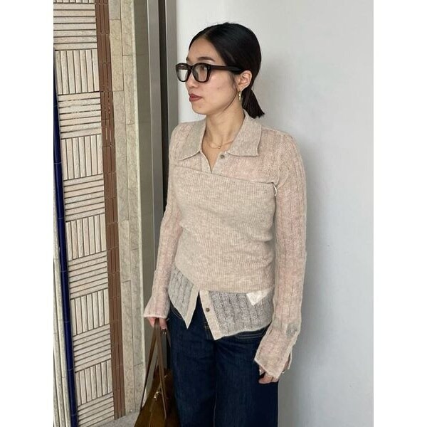 セットアイテム】ポロ襟ワイドリブベアSETモヘアニット | ミラ