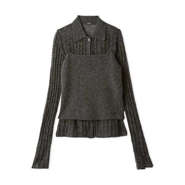 セットアイテム】ポロ襟ワイドリブベアSETモヘアニット | ミラ