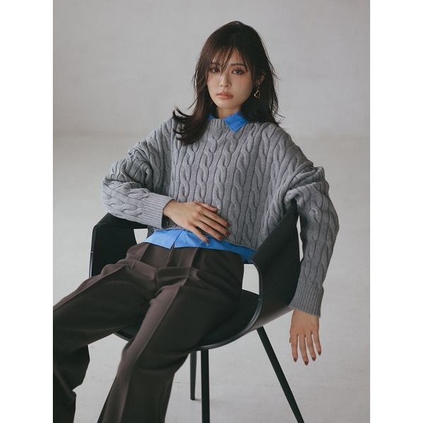 セットアイテム】ポロ襟ワイドリブベアSETモヘアニット | ミラ