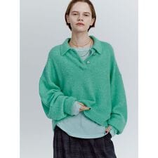 【USAGI ONLINE・ZOZOTOWN限定カラー】ビジュー釦クロップドポロニットプルオーバー