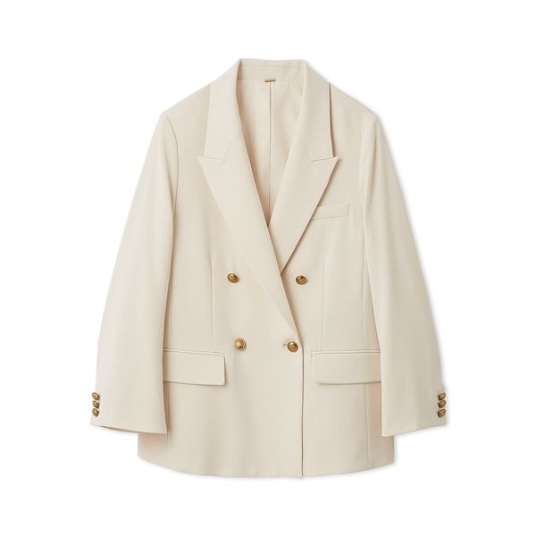 即完売　2025AW ミラオーウェン　チェック金釦ダブルブレストロングブレザー チェック金釦ダブルブレストロングブレザー(テーラードジャケット