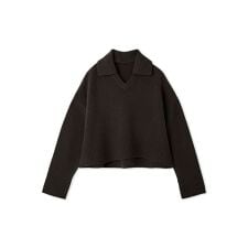 ウールカシミヤ衿付きVネックニット