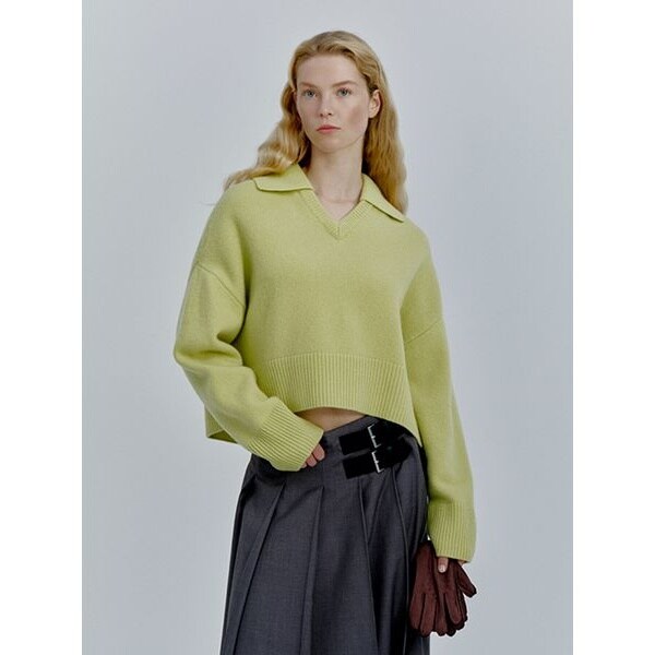 ウールカシミヤ衿付きVネックニット | ミラ オーウェン(Mila Owen