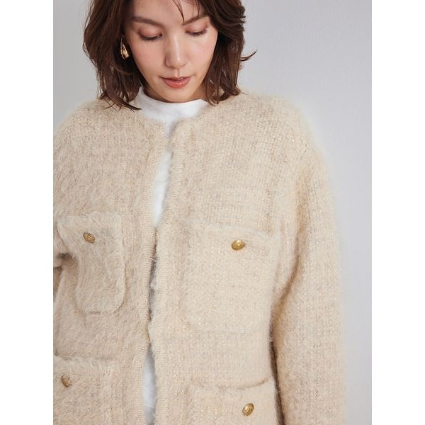 金釦ラメシャギーツイードニットジャケット | ミラ オーウェン(Mila