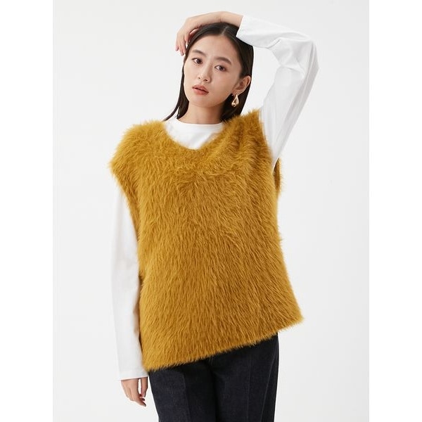 スパンコールVネックシャギーニット | ミラ オーウェン(Mila Owen