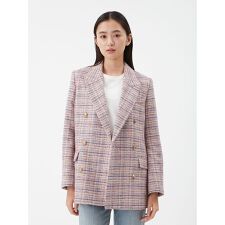 金釦ダブルブレストツイードロングブレザー