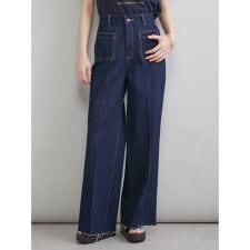 【MILA PANTS】玉縁ポケットセミフレアデニムパンツ