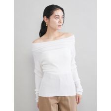 ハイゲージドレープオフショルニット