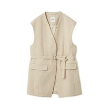 共ベルト付きオーバーサイズノーカラーベスト