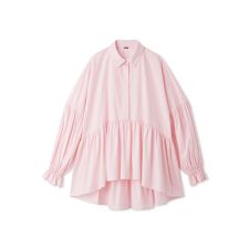 シャツ衿ギャザーチュニックブラウス