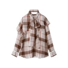 チェックボウタイブラウス