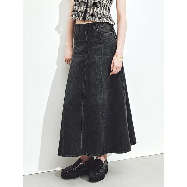 ⑤中古美品 S MaxMara Cecile デニム フレアミディスカート 40 田中亜希子さんコラボ ] 選べる3サイズ デニムフレアスカート [M4089