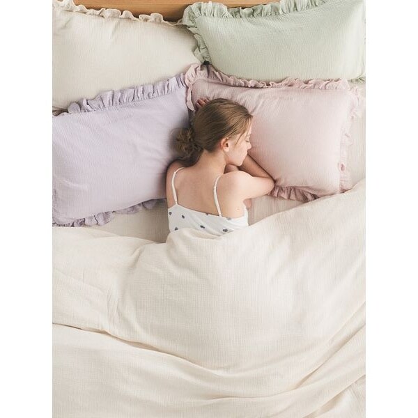 福袋販売4セットフリル付きシングルカバーセット ホワイト ピンク