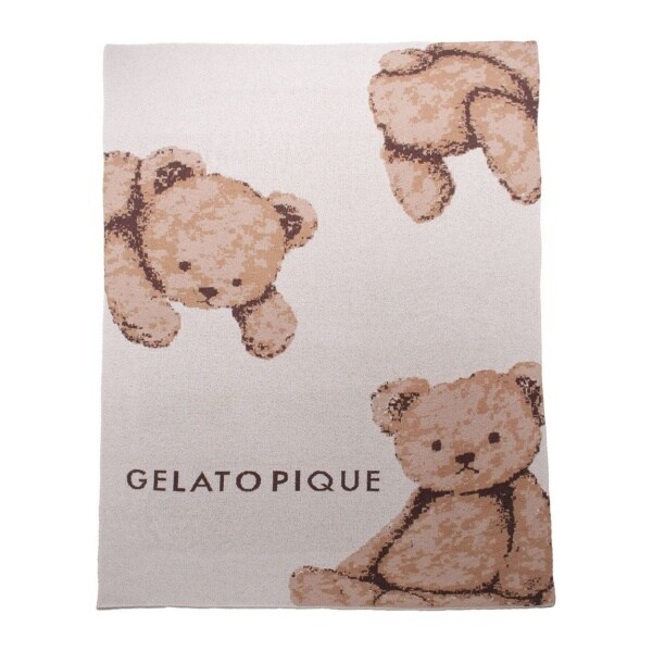 美品 ジェラートピケ ジャガードマルチカバー ブランケット ベア くま gelato pique ジェラートピケ 【Sleep】ベアジャガードマルチカバー