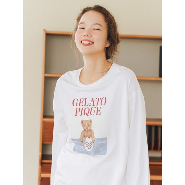 BEARandCAKEワンポイントロングTシャツ | ジェラート ピケ(gelato