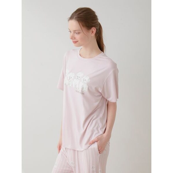 【接触冷感】【ONLINE限定】ビションフリーゼ柄Tシャツ&ロングパンツセット 接触冷感】【ONLINE限定】【HOMME】ビションフリーゼ柄Tシャツ