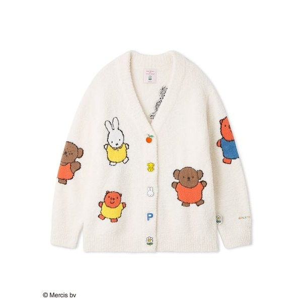 美品　ジェラートピケ DickBruna ベビモコ総柄ジャガードカーディガン Dick Bruna】【UNISEX】ベビモコ総柄ジャガードカーディガン