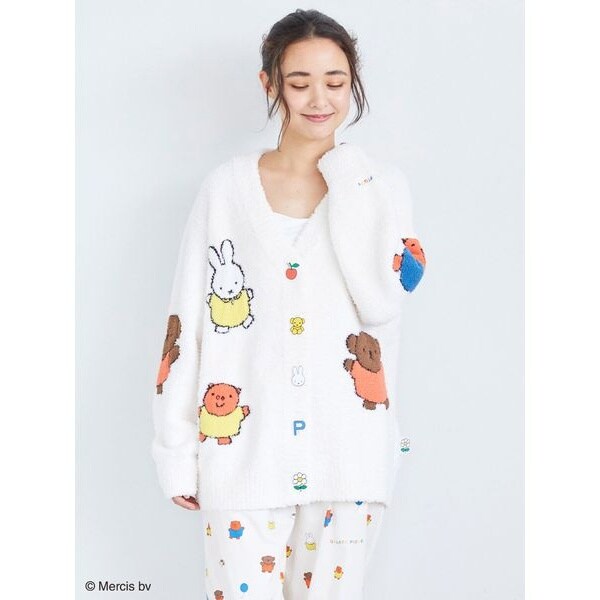 美品　ジェラートピケ DickBruna ベビモコ総柄ジャガードカーディガン ジェラートピケミッフィーベビモコ総柄ジャガードカーディガンSM