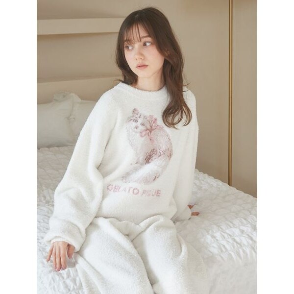 *新品未開封*ベビモコ CAT ジャガード プルオーバー グレー ねこ ベビモコCATジャガードプルオーバー | ジェラート ピケ(gelato