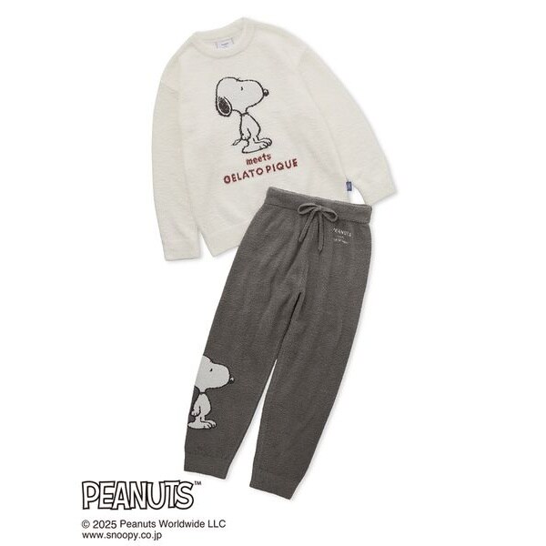 PEANUTS】ベビモコジャガードプルオーバー&ロングパンツセット PEANUTS】ベビモコジャガードプルオーバー&ロングパンツセット