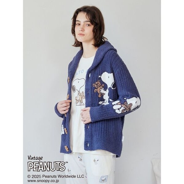 【新品未開封】ジェラピケ SNOOPY×BEAR ジャガードショールカーディガン PEANUTS】【ONLINE限定カラーあり】【UNISEX】SNOOPY×BEAR