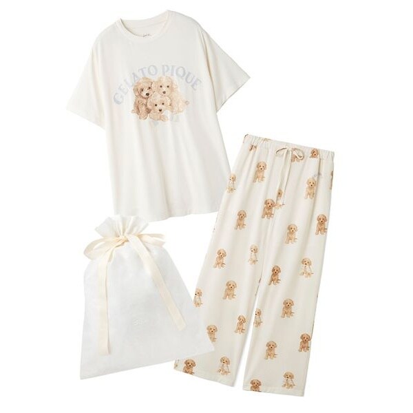 ラッピング済み】トイプードルワンポイントTシャツ＆ロングパンツSET