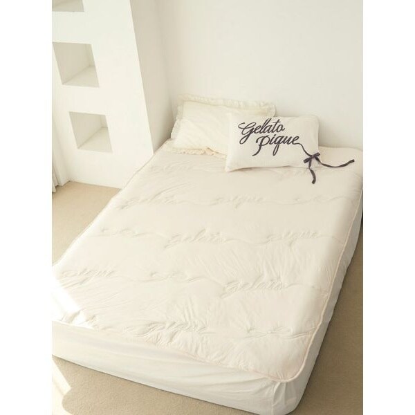 [新品タグつき] ジェラートピケ 冷感敷きパッド(ダブル) Sleep】【接触冷感】リボンロゴ敷きパッド（ダブル