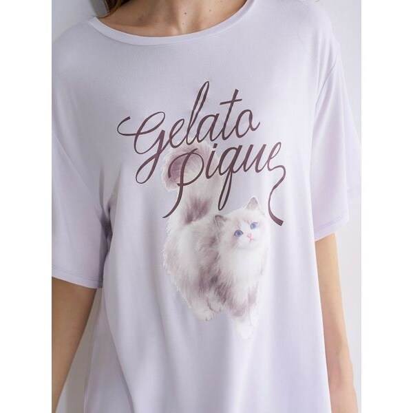 ONLINE限定】CAT柄ワンポイントTシャツ&ロングパンツセット