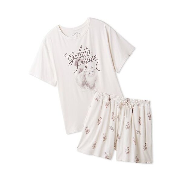 ONLINE限定】CAT柄ワンポイントTシャツ&ショートパンツセット