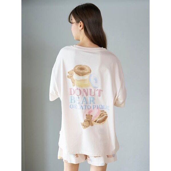 最終値下げ ジェラートピケ ドーナツベアワンポイントTシャツ クリーム gelato pique｜ドーナツベアワンポイントTシャツ | Rakuten