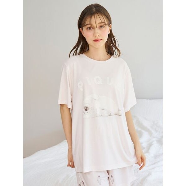 【接触冷感】あざらしワンポイントTシャツ&ロングパンツ 接触冷感】あざらしワンポイントTシャツ | ジェラート ピケ
