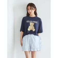 【ONLINE限定】【接触冷感】ベアワンポイントTシャツ&ストライプショートパンツセット
