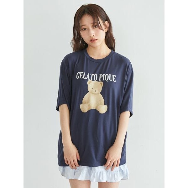 新品未使用【接触冷感】ベアワンポイントTシャツ&ストライプショートパンツセット ONLINE限定】【接触冷感】ベアワンポイントTシャツ&ストライプ